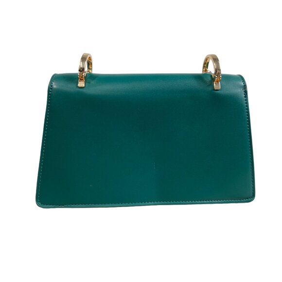 Francesca’s Women Green Trapez Hourglass Chain Top Hand Bag Sz M - Picture 4 of 8